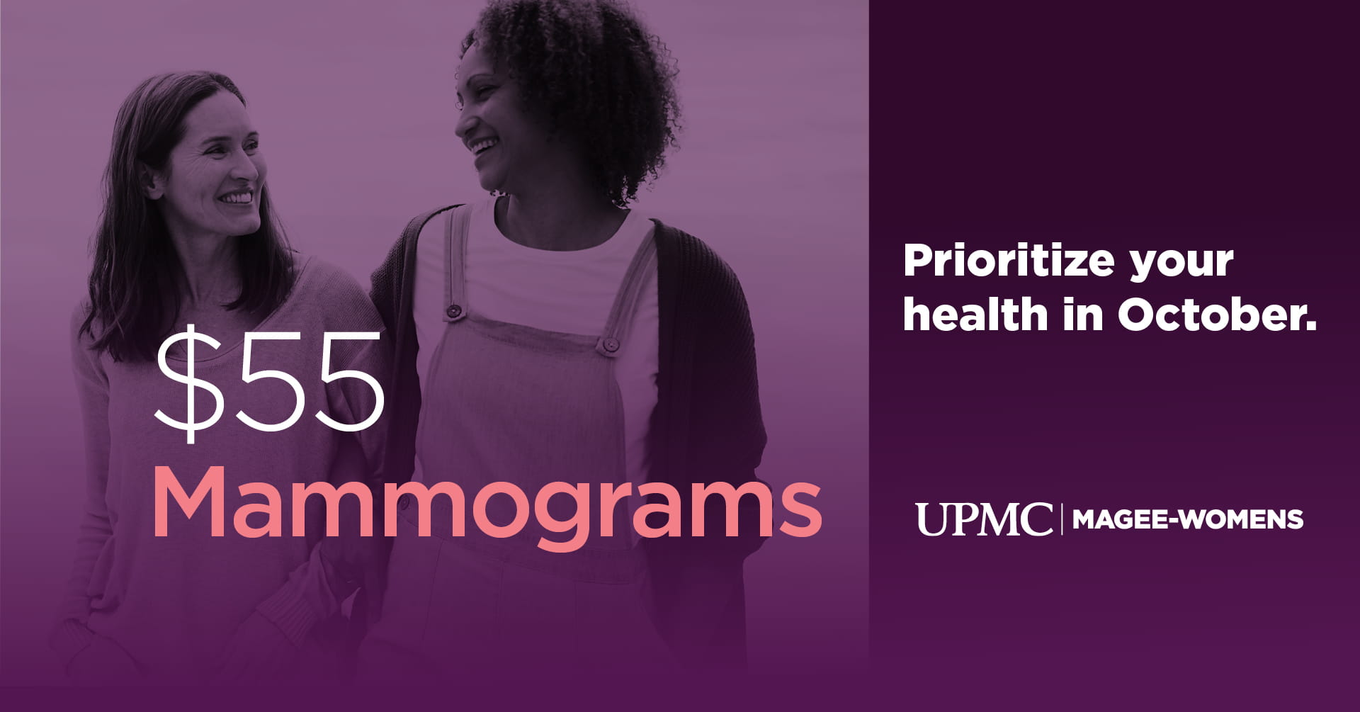 $55 Mammograms: Prioritize your health in October.
