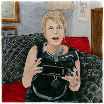 Patty Azocar lives with Stargardt disease, which causes vision loss. She uses adaptive equipment to keep her independence.