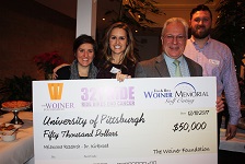 The Woiner Foundation representatives L to R: Sarah Pearman, Jessica Fera and Ric Fera and John T. Kirkwood, M.D. (2nd from right)